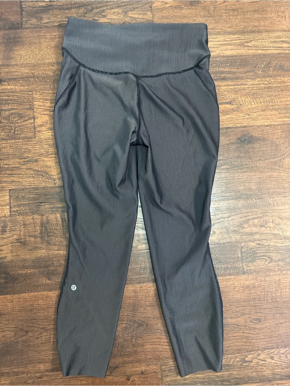 Lululemon Base Pace High-Rise Tight 25” Two-Tone Ribbed Black/Gull Grey Size 10